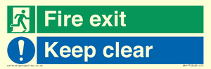 Fire exit Keep clear dual sign